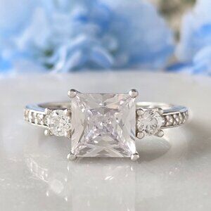 Princess Cut Sterling Silver 925 Engagement, Charmed Aroma Wedding Ring